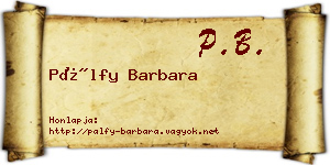 Pálfy Barbara névjegykártya