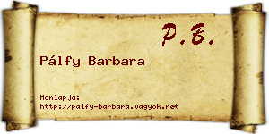 Pálfy Barbara névjegykártya